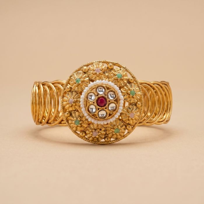 Rajwadi Floral Medallion Antique Designer Bracelet