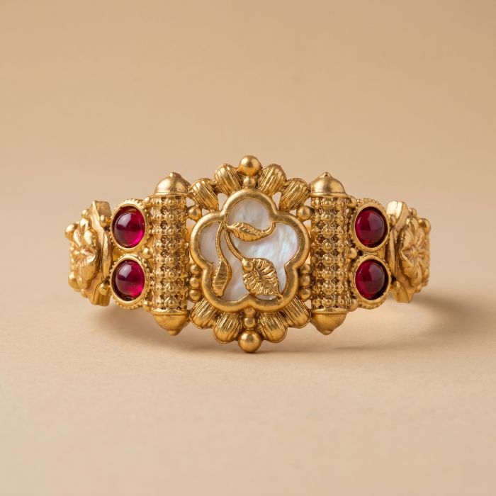 Royal Floral Ruby Stone Antique Designer Bracelet