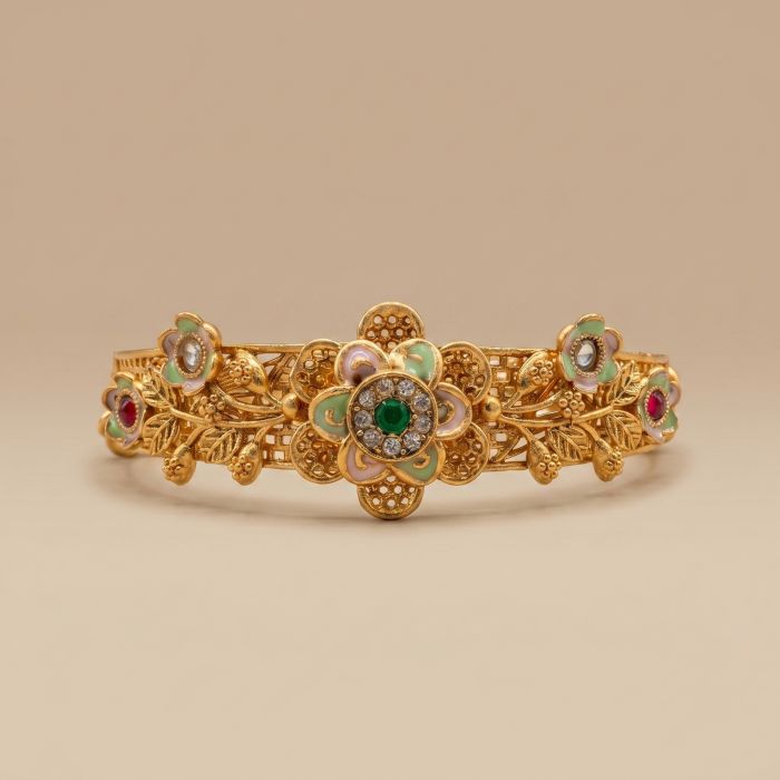 Floral Meenakari Stone Heritage Designer Bracelet