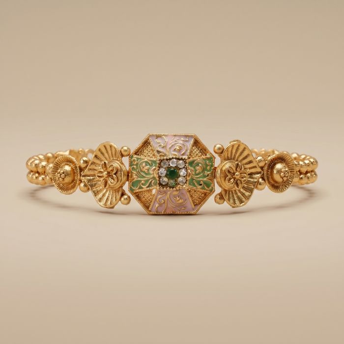 Vintage Floral Enamel Statement Bracelet - hover
