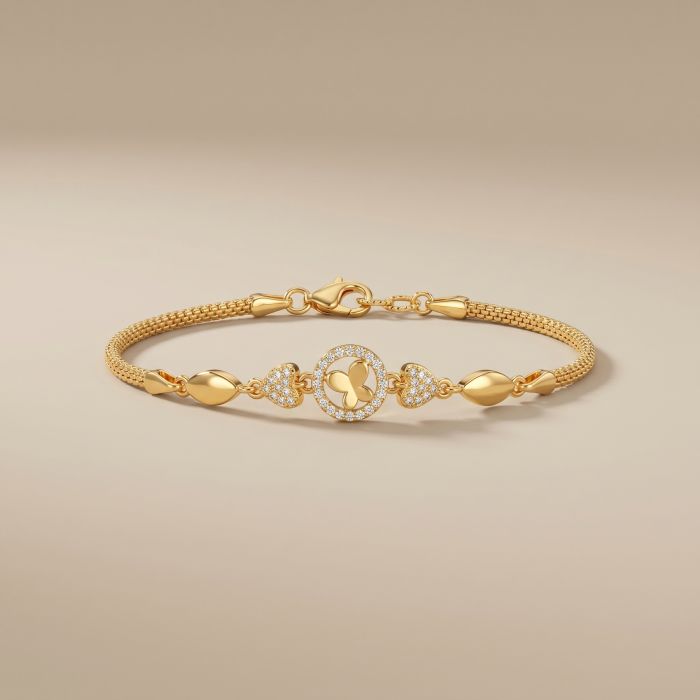 Delicate Butterfly Charm Circle Bracelet