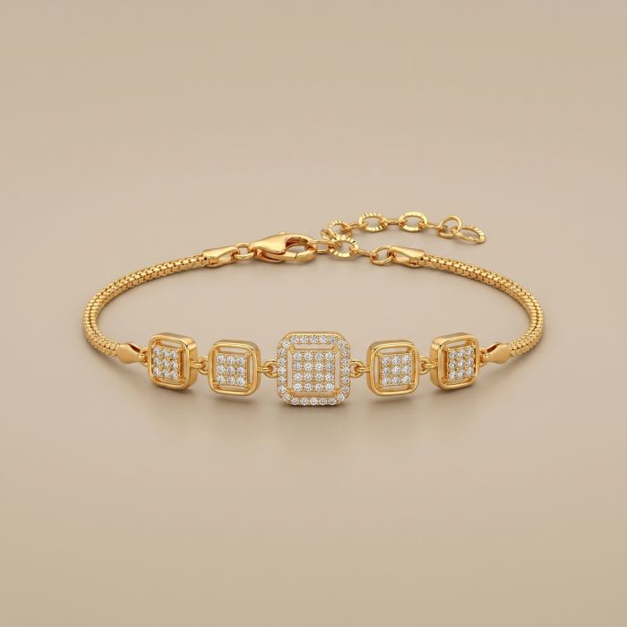 Geometric Crystal Square Link Bracelet