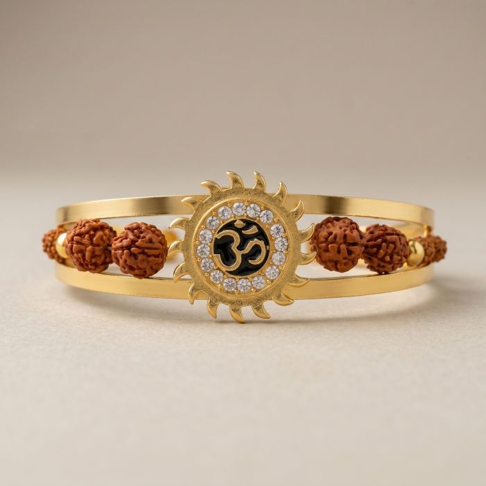 Om Sun Rudraksha Open Cuff Bracelet