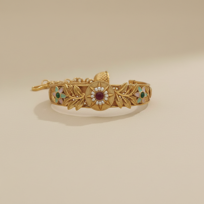 Traditional Antique Floral Designer Kada - hover