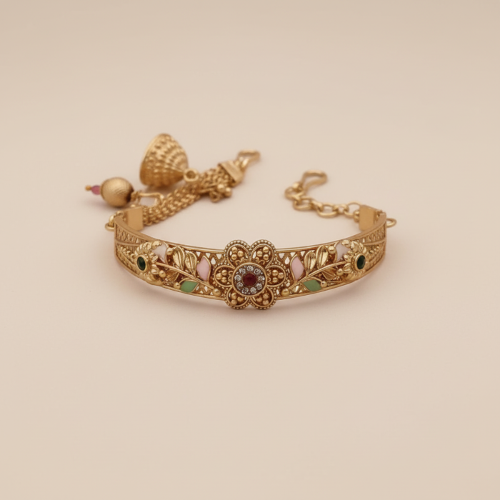 Lotus Bloom Stone Designer Kada - hover