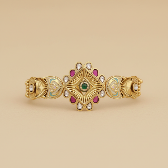 Rajwadi Square Kundan Statement Bracelets