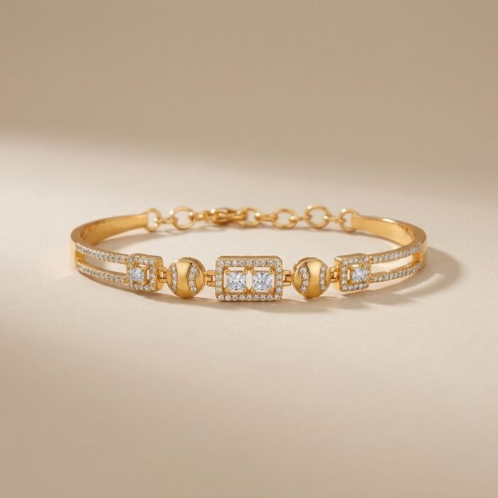 Triple Square White Stone Bar Bracelet - hover