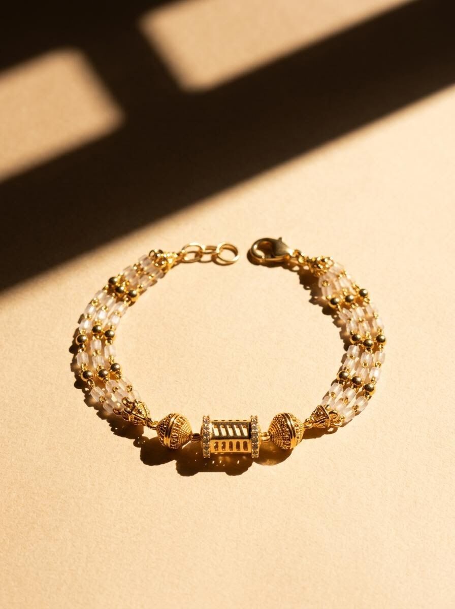 Crystal Moti Drum Bead Women Bracelet