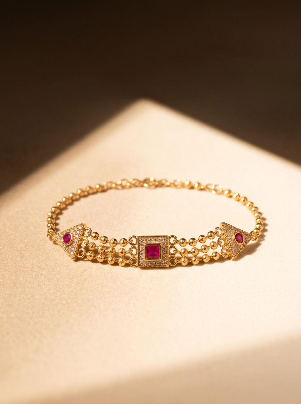 Ruby Diamond Shape Women Bracelet