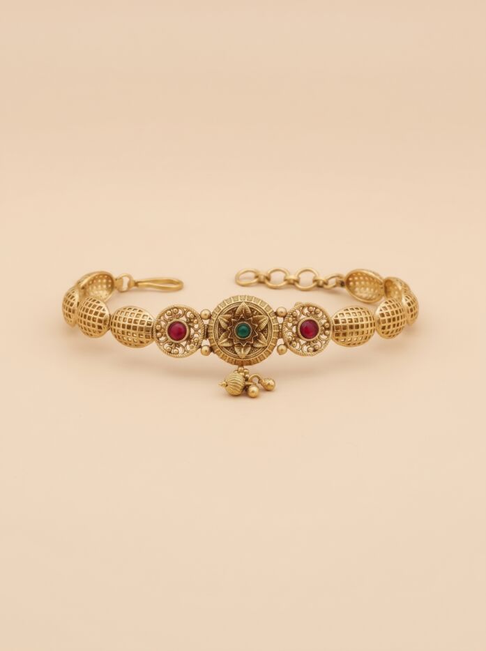 Antique Filigree Dome Ruby Women Bracelet