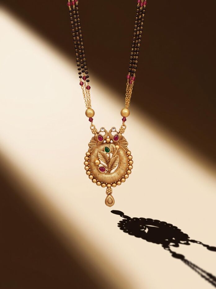 Antique Peacock Pendant Bridal Mangalsutra Set