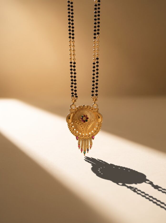 Antique Temple Pendant Multi-Stone Mangalsutra Set