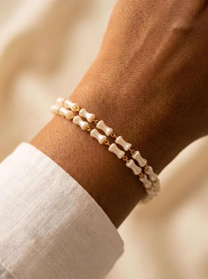 Bamboo Moti Double Strand Rakhi Bracelet