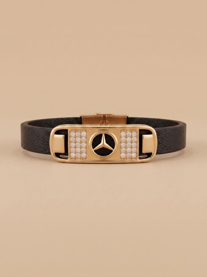 Black Band Luxury Emblem Men Bracelet