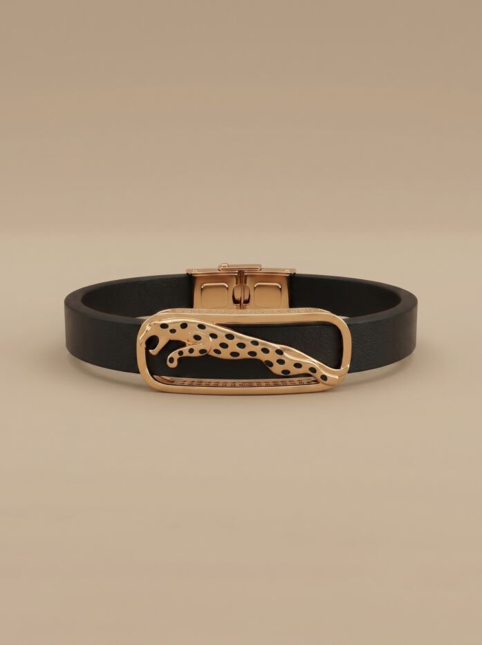 Black Band Panther Design Men Bracelet