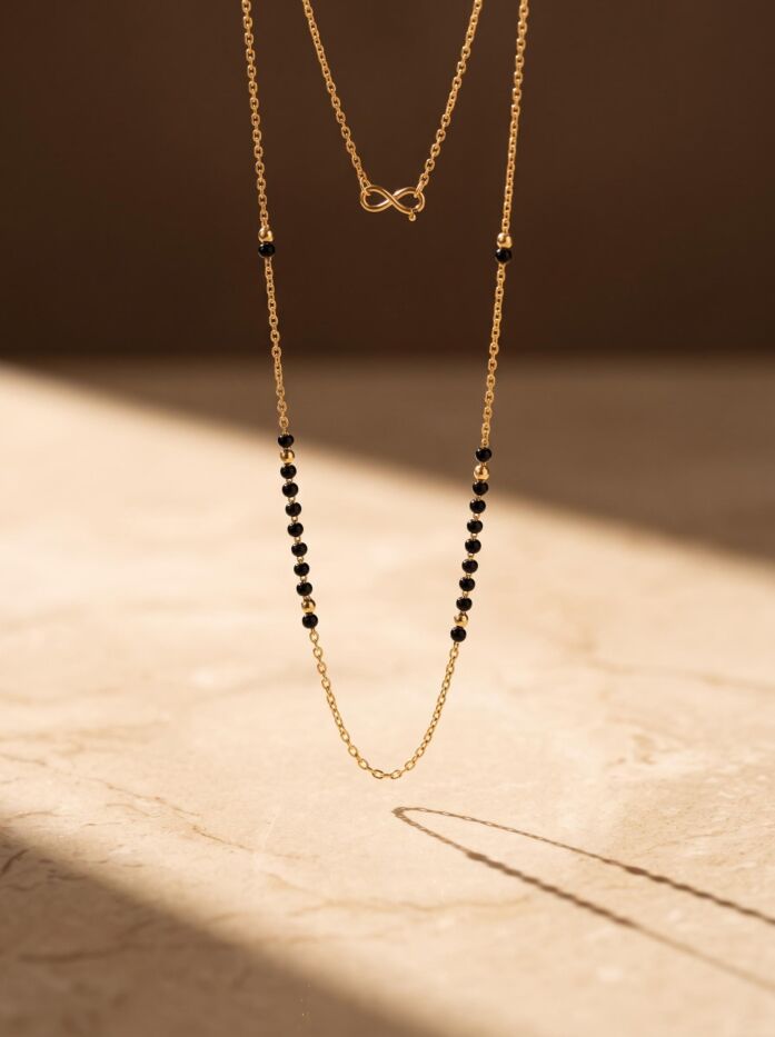 Classic Black Bead Minimal Chain Mangalsutra