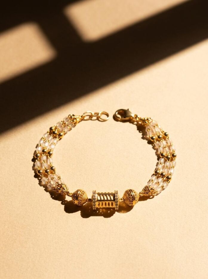 Crystal Moti Drum Bead Women Bracelet