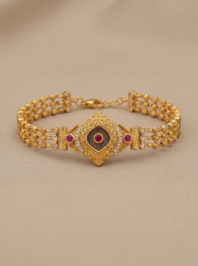 Diamond Cut Ruby Stone Women Bracelet