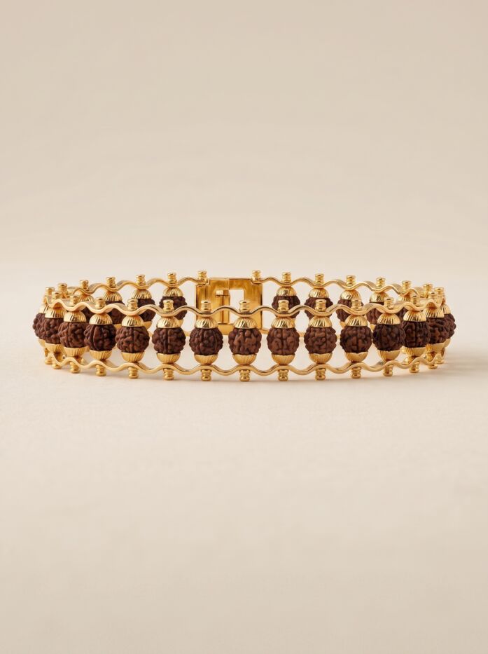 Dual Row Rudraksha Beaded Men Bracelet