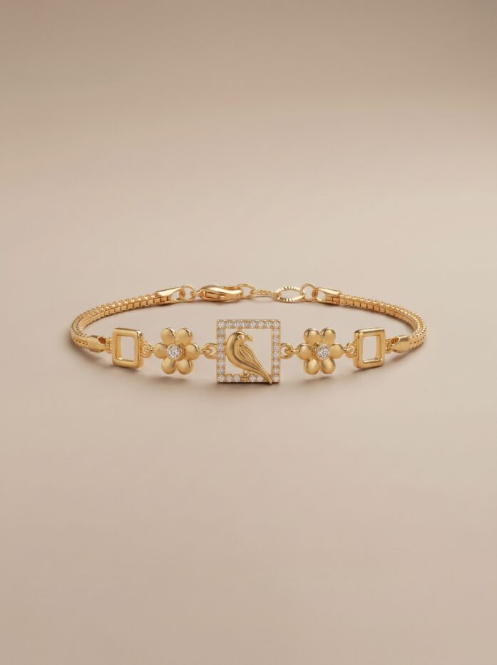 Bird Motif Square Charm Women Bracelet