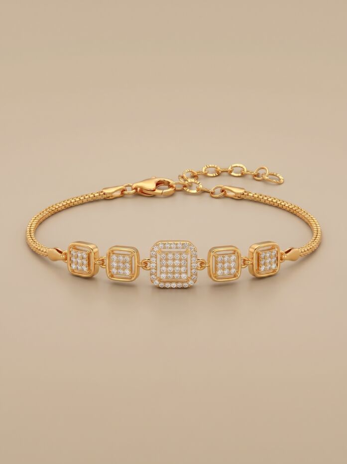 Crystal Square Link Women Bracelet