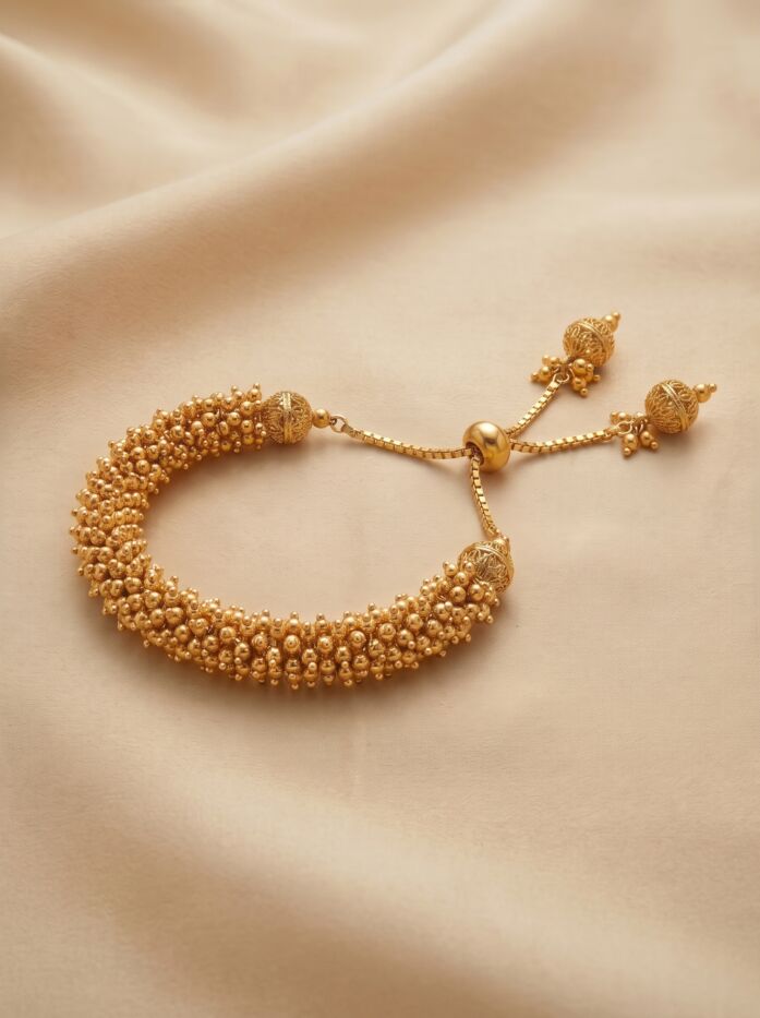 Gold Ball Cluster Filigree Women Bracelet