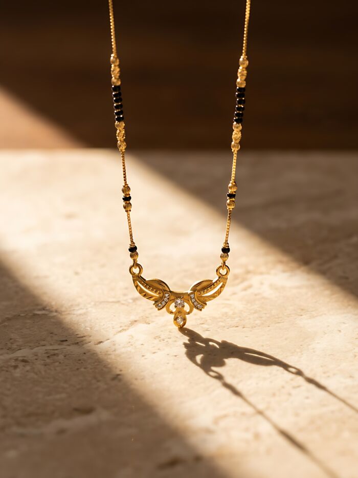 Golden Leaf Diamond Daily Wear Mangalsutra