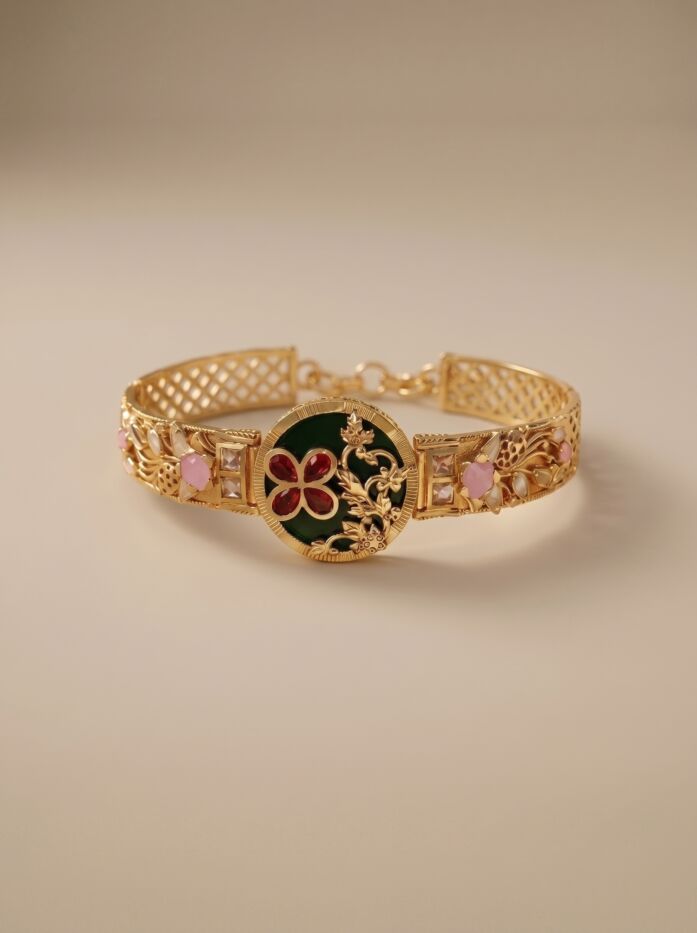 Green Ruby Kundan Meenakari Women Bracelet