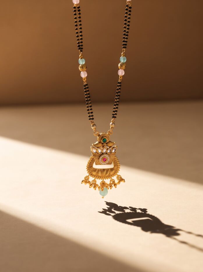 Kundan Chandbali Pendant Bridal Mangalsutra Set
