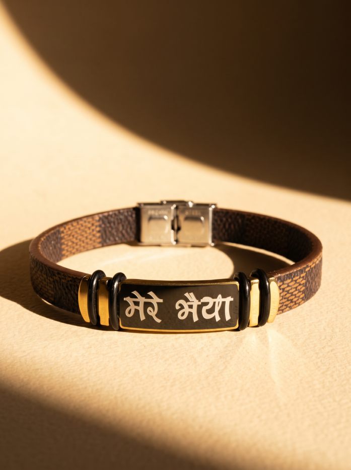Mere Bhaiya Leather Men Rakhi Bracelet