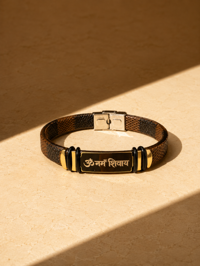 Om Namah Shivaya Leather Men Bracelet