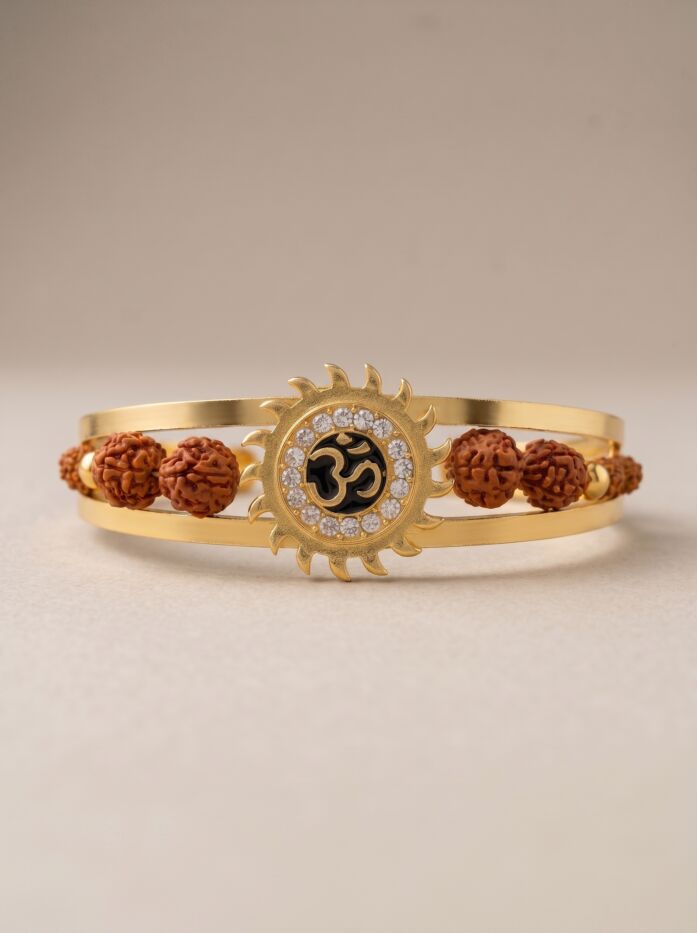 Om Sun Rudraksha Cuff Men Bracelet