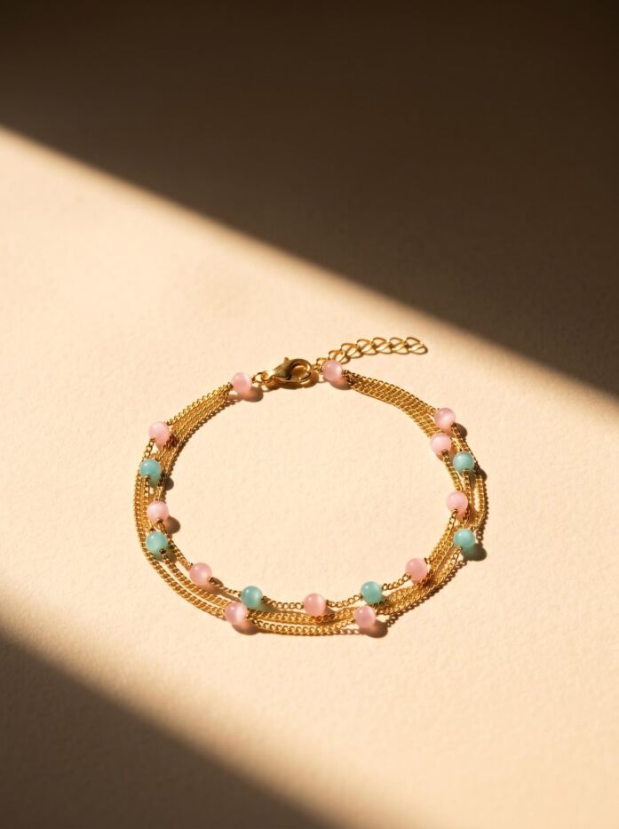 Pastel Stone Triple Women Rakhi Bracelet