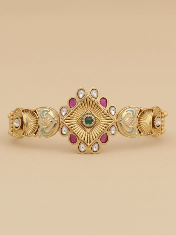 Rajwadi Square Kundan Women Bracelet