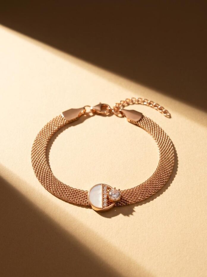 Rose Gold Mesh Chain Women Bracelet