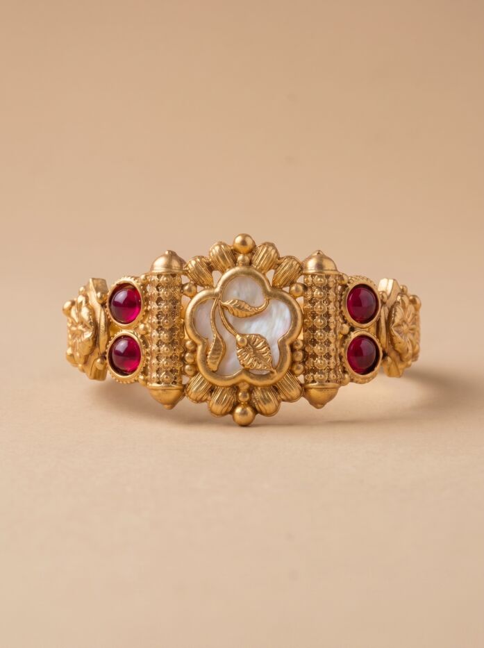 Royal Floral Ruby Stone Women Bracelet