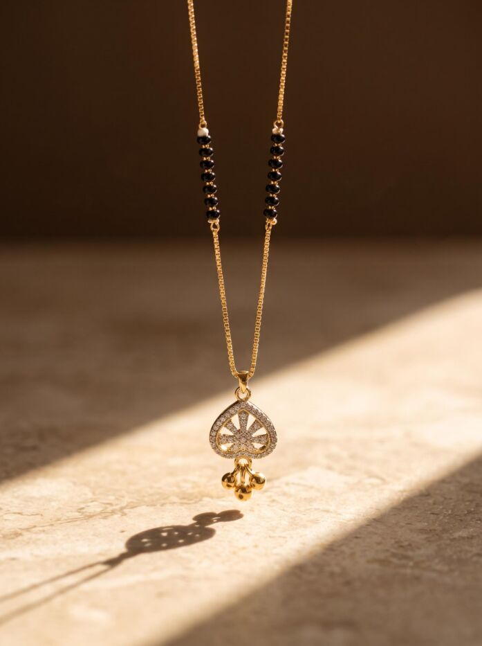 Teardrop Stone Pendant Gold Chain Mangalsutra