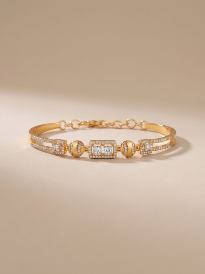 Triple Square White Stone Women Bracelet