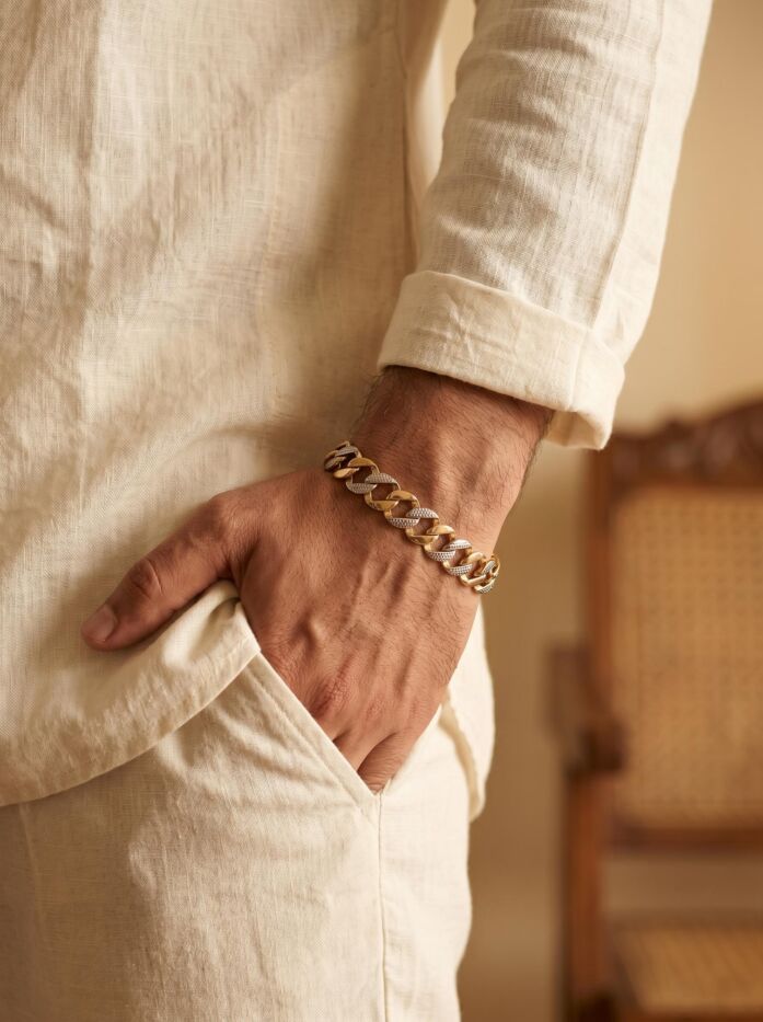 Two Tone Bold Curb Link Bracelet