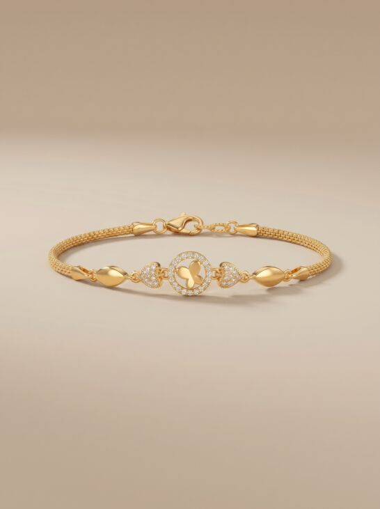 Delicate Butterfly Charm Circle Bracelet