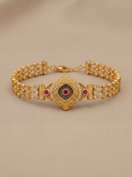 Diamond Cut Ruby Stone Multi Chain Designer Bracelet