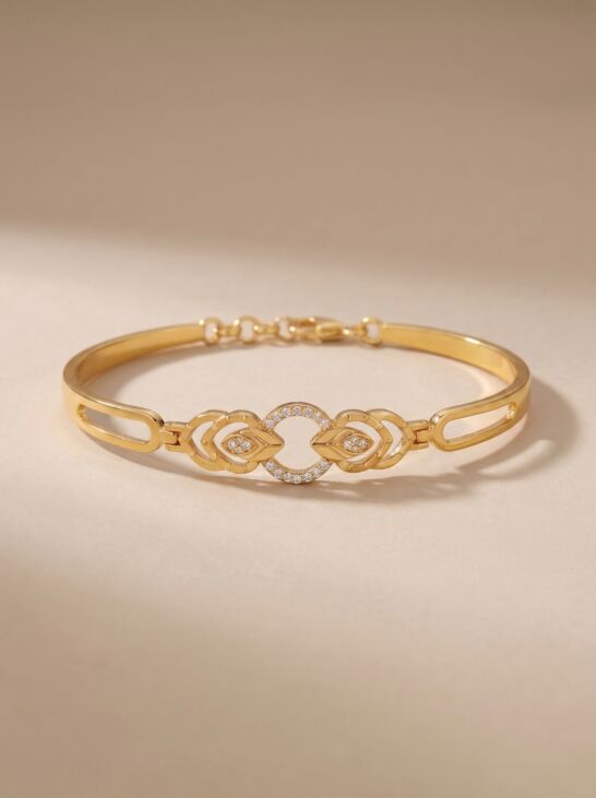 Triple Eye Leaf White Stone Link Bracelet